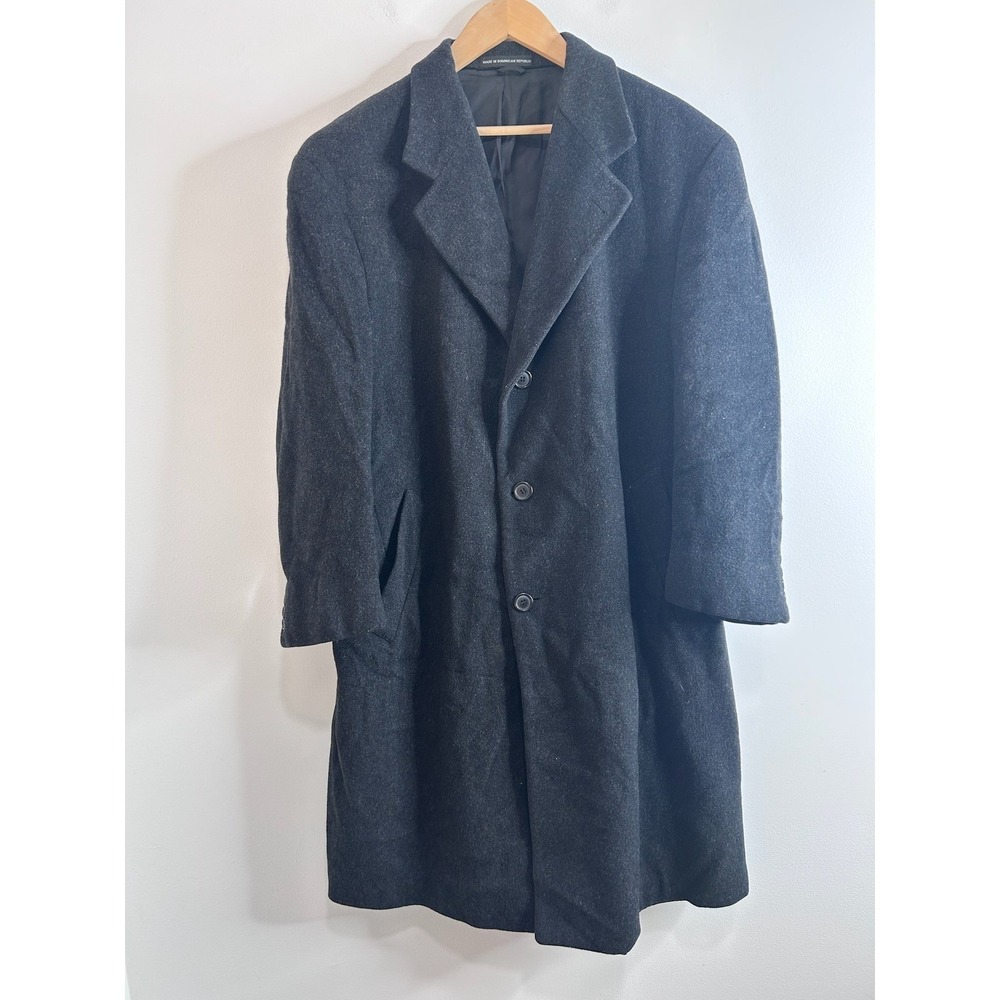 Ralph Lauren Charcoal Gray Wool Overcoat Notched Lapel 3 Button Mid Length 42S
